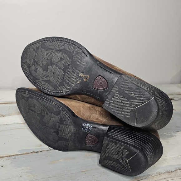 Ariat | Heritage R Toe Westerm Cowgirl Boots In Distressed Brown Size 10 B - Picture 8 of 11